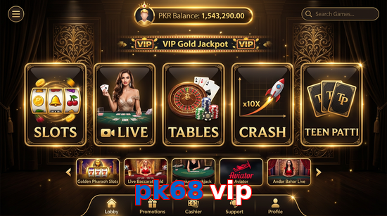 Main screen of Pk68 Vip casino page for PK players