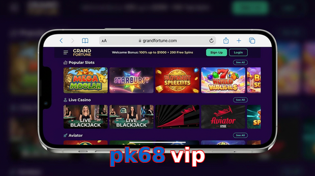 Main screen of Pk68 Vip ios page for PK players