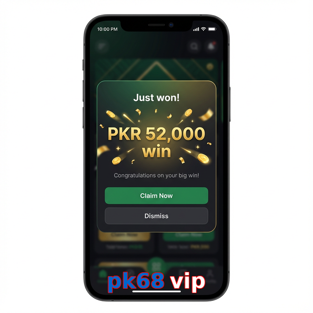 Main screen of Pk68 Vip win page for PK players